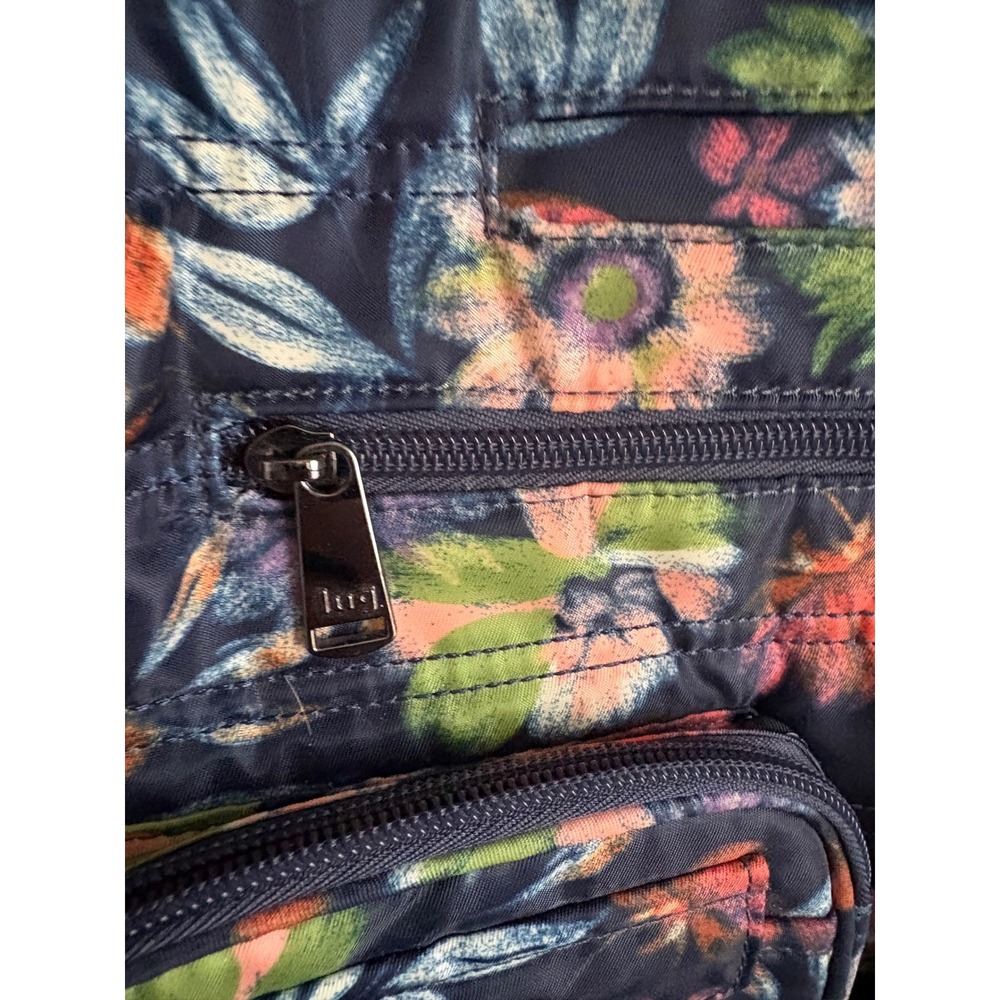 Lug Zipliner Dark Floral Crossbody Bag Travel Organizer Multi Pocket Boho Purse - Picture 3 of 6